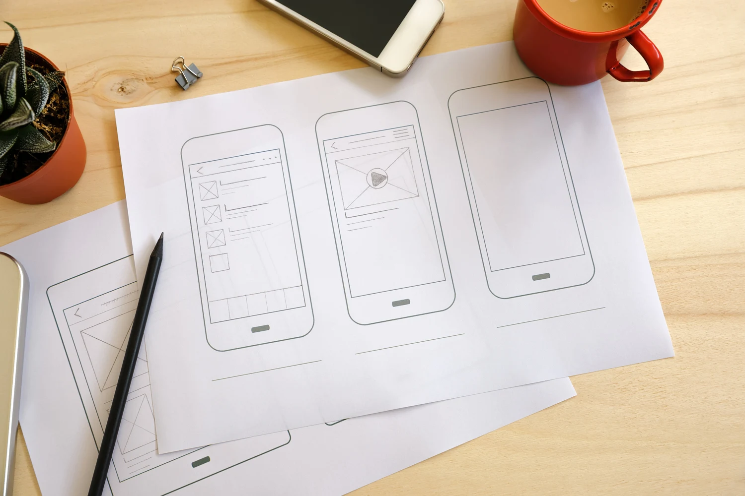 how to create an app - UI wireframe sketches
