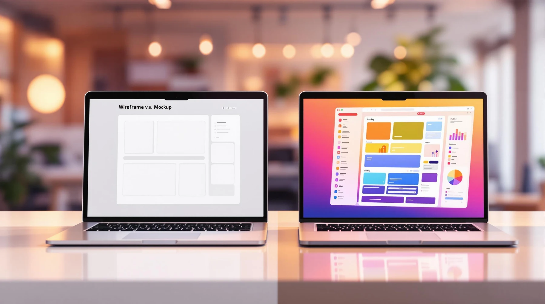 Wireframes mockups key differences illustration