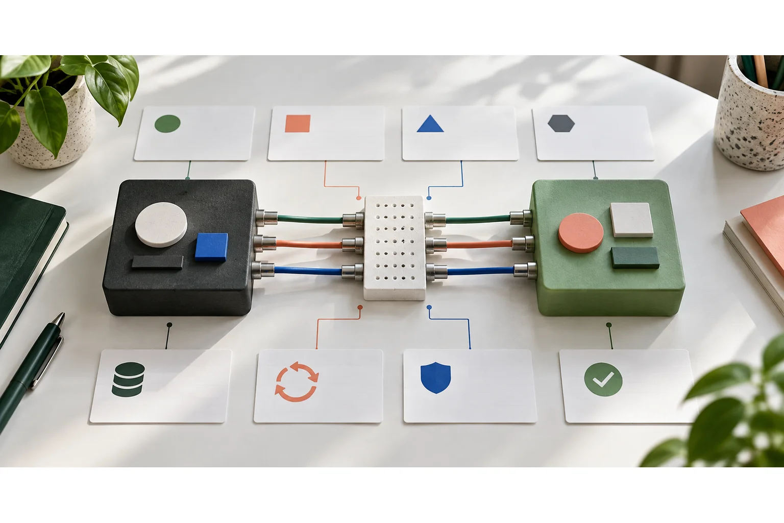 Two abstract business systems connected through a precisely planned interface