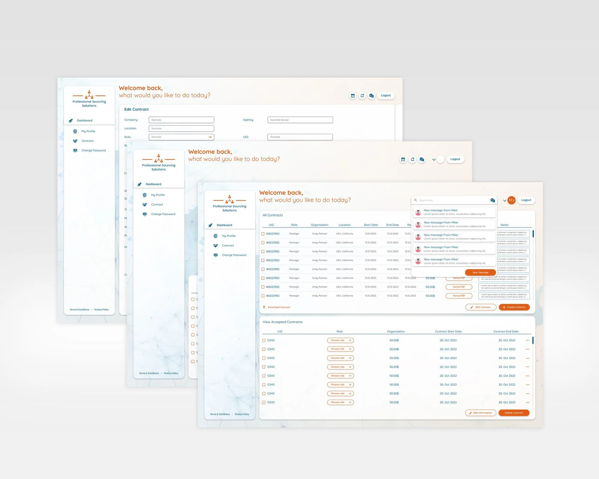 Professional Sourcing Solutions app screen