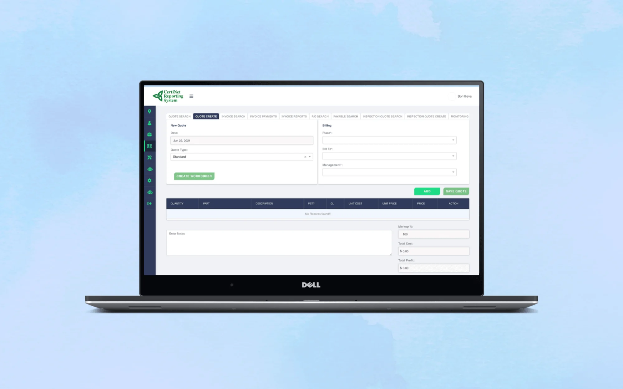 Bartec app screen