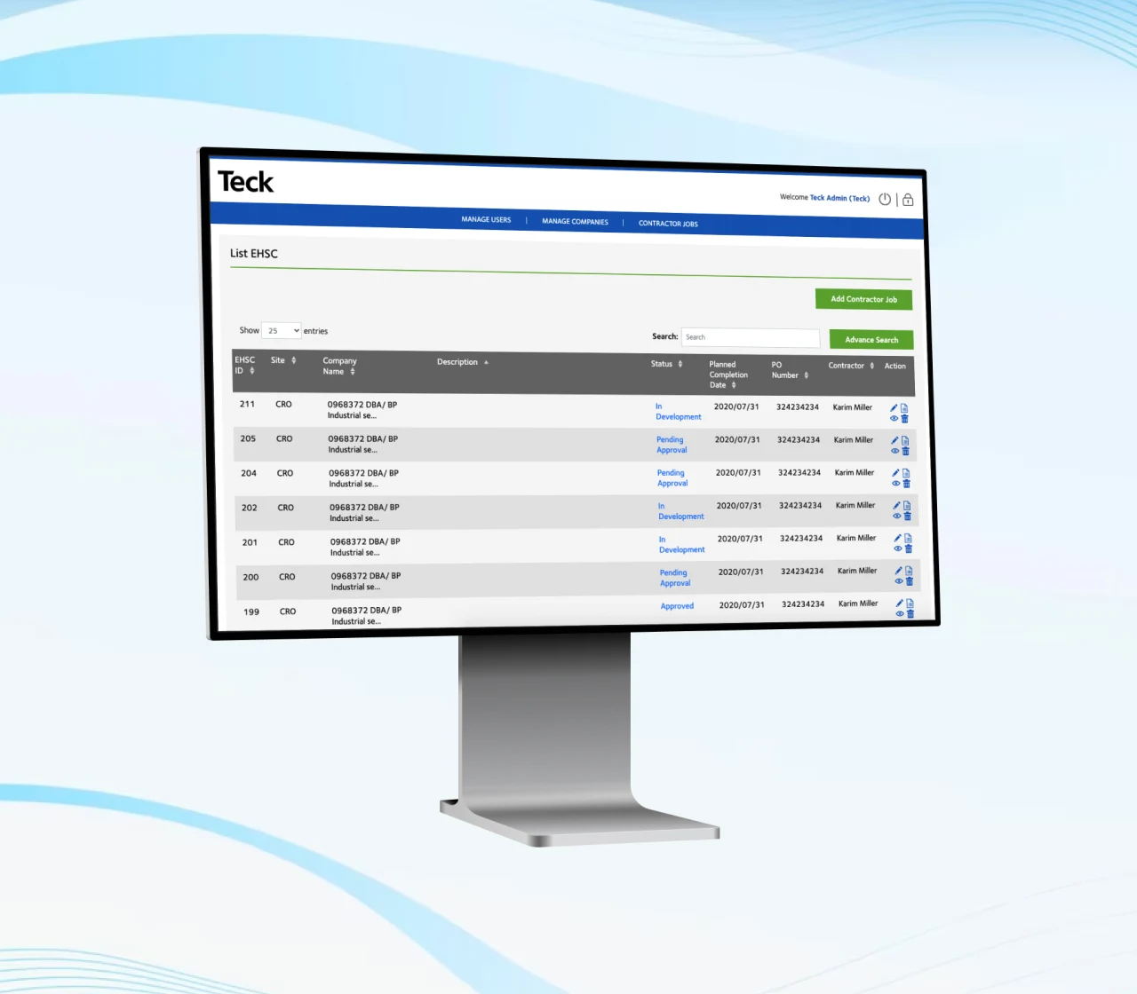 Teck app screen